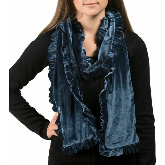 Pavilion Gift Company - Slate - Ruffled Velvet Scarf