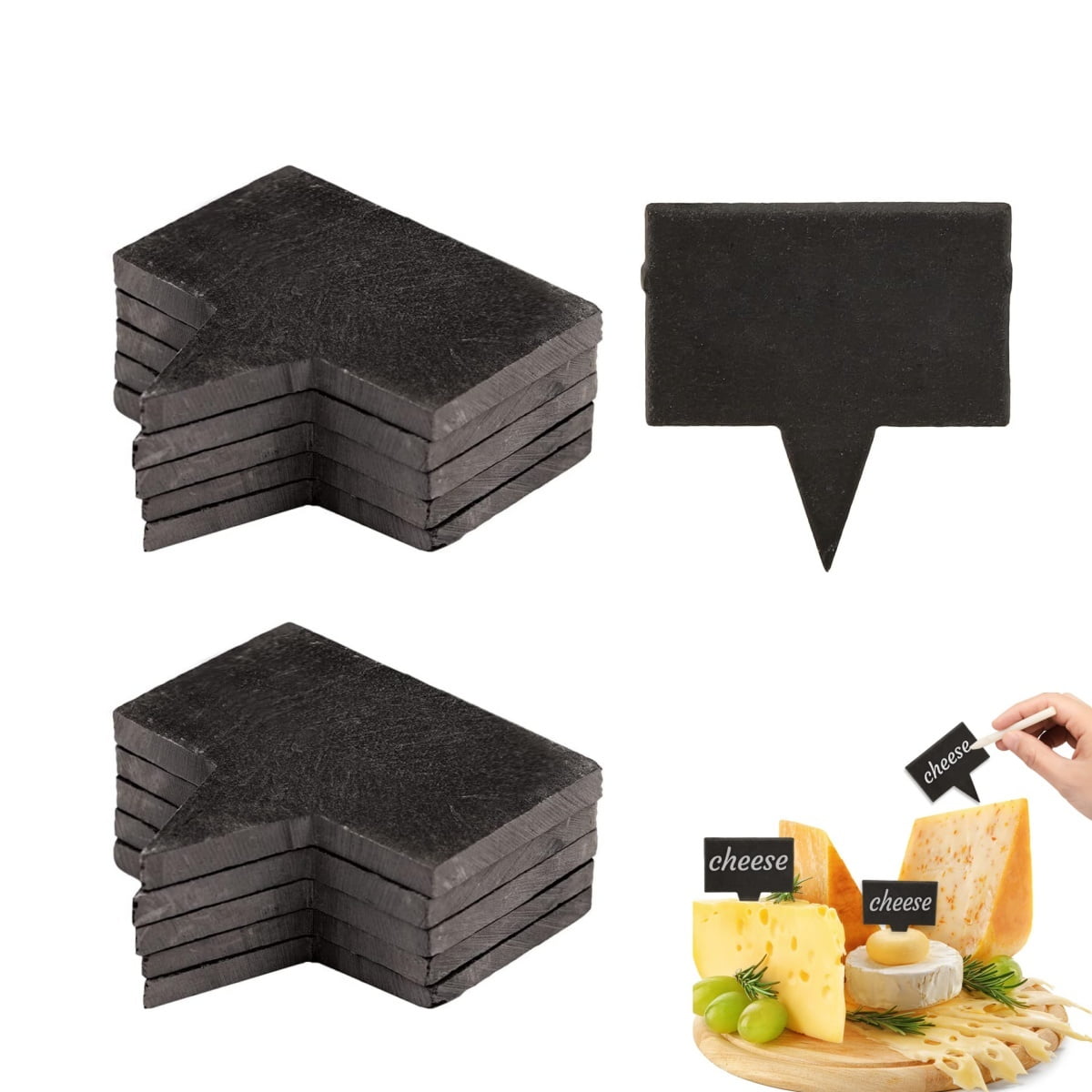 Slate Small Label Slate Stone Cheese Label,2.2x2.3In Portable Labels Food Tags for Indoor ...