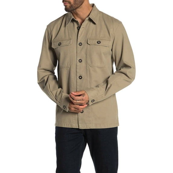 Slate & Stone Mens Pocket Front Rugged Shirt Jacket Small Khaki