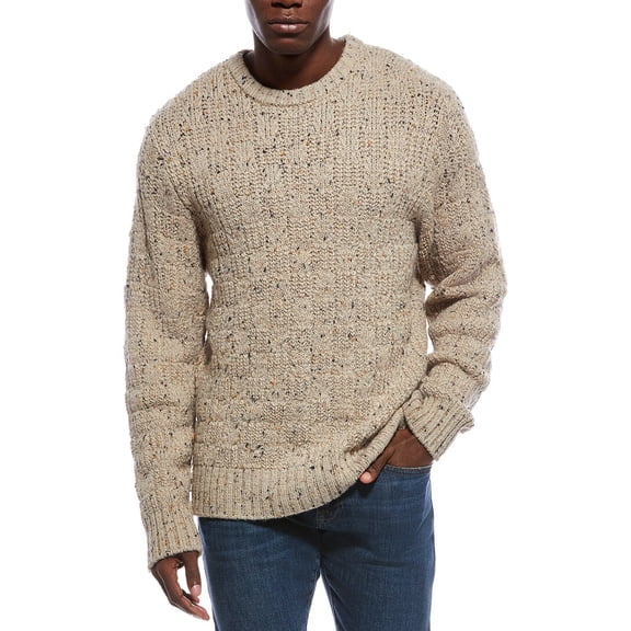 Slate & Stone mens  Heavy Basket Weave Wool-Blend Sweater, l, Brown
