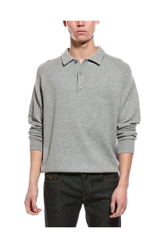 mens  Raglan Polo Sweater, s, Grey