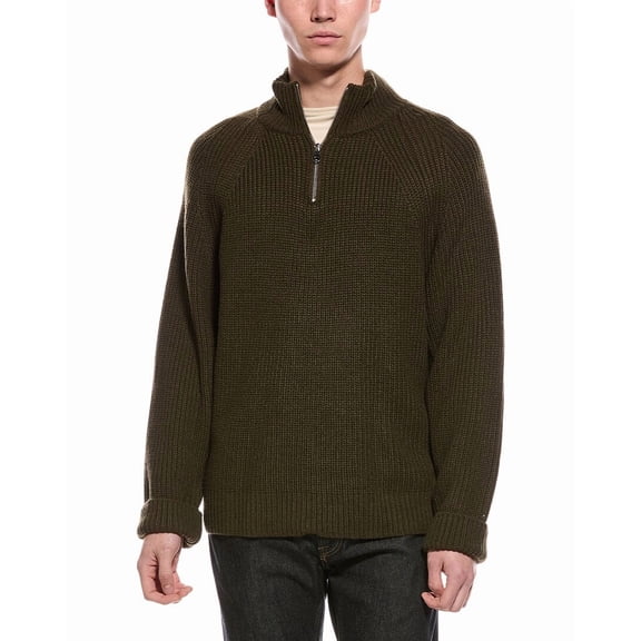 Slate & Stone mens  Ribbed 1/4-Zip Mock Neck Sweater, l, Green