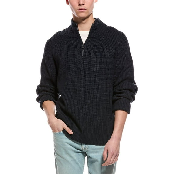 Slate & Stone mens  Ribbed 1/4-Zip Mock Neck Sweater, m, Blue