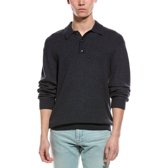 Slate & Stone mens Ribbed Polo Sweater, s, Blue