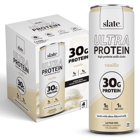 Slate Ultra Milk Shake, 30g Protein, Vanilla, 11 fl oz, 4 Pack