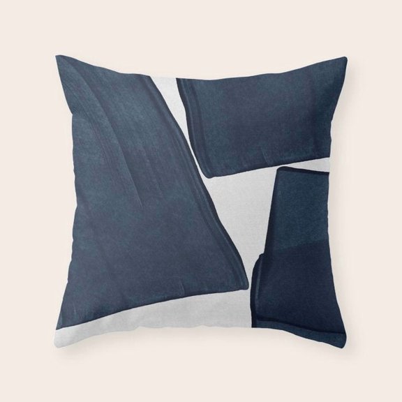 Slate and Off-White Geometric Polyester Velvet Throw Pillow Cover Only, 2-Sided Print, No Insert