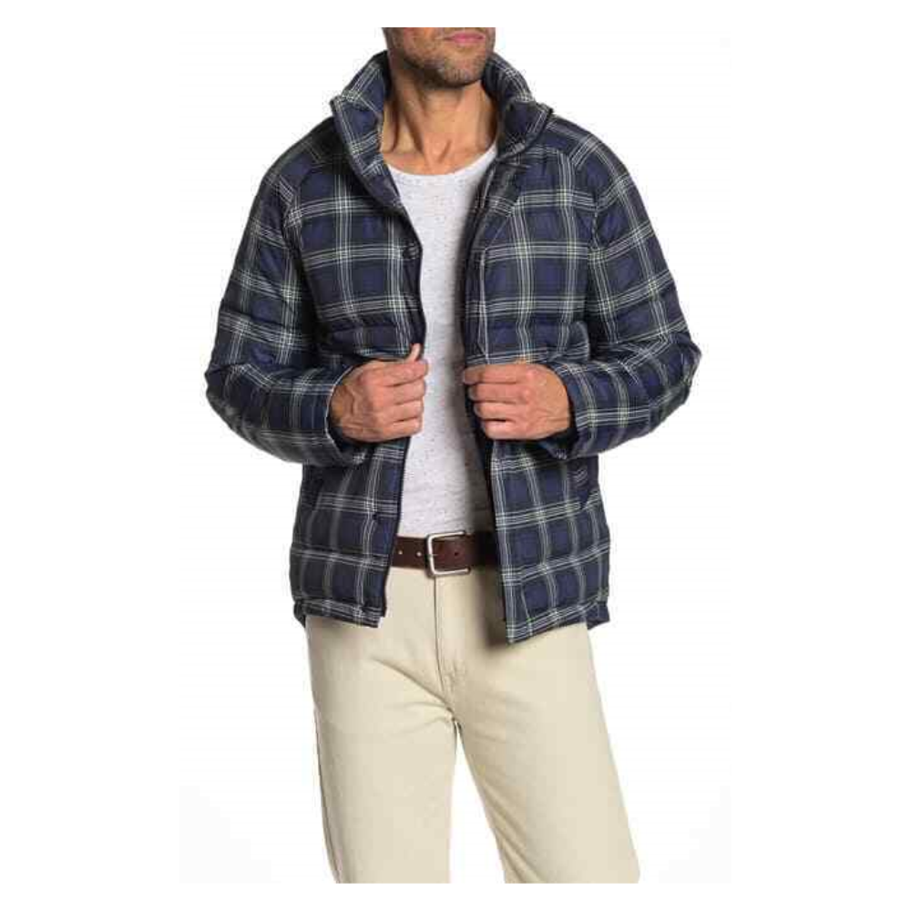 Slate and Stone Daniel Plaid Zip Front Down Puffer Jacket,BLUE/GREEN PLAID,M - image 1 of 2