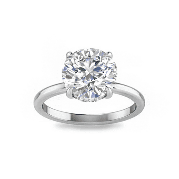 Slate and Tell 4 CtRound Moissanite & .12 ctw Diamond Hidden Halo Engagement Ring in n10 Karat White Gold (Size 6)