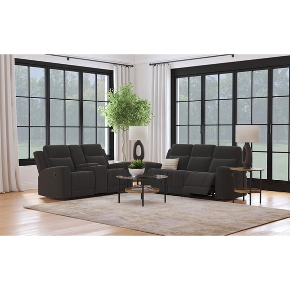 Slater Charcoal 2-piece Upholstered Reclining Sofa Set
