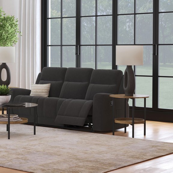 Slater Dark Charcoal Upholstered Reclining Sofa