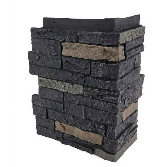 Slatestone Large 11.5 in. x 15.25 in. Polyurethane Faux Stone Outside Corner in Onyx (4-Pack)