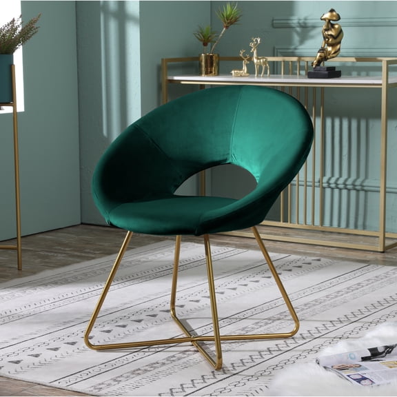 Slatina Green Silky Velvet Accent Chair with Gold Tone Legs