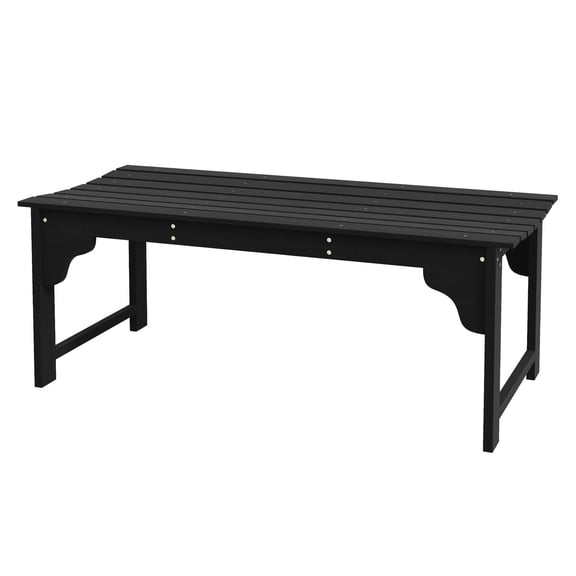 Slatted Garden Bench - Black Wooden Outdoor Bench, Curved Seat, 2-Seater Porch Bench for Patio, Yard, or Garden