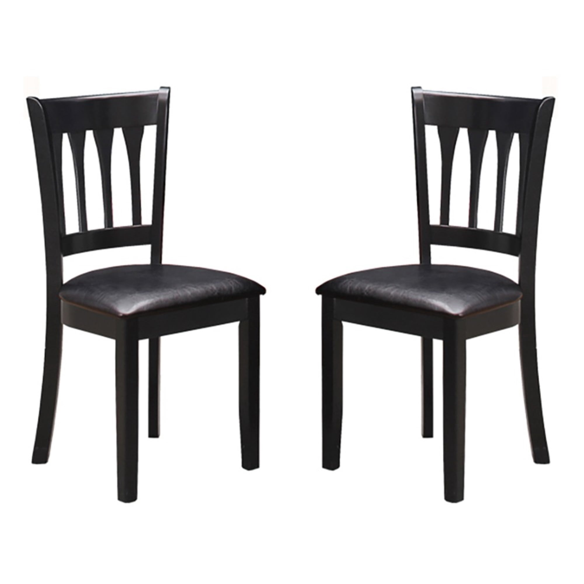 Slatted High Back Dining Chair Set Of 2, Black - Walmart.com