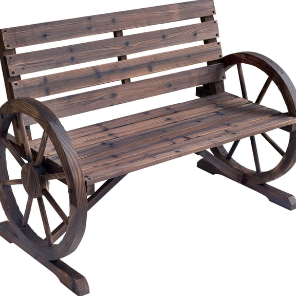 Slatted Seat and Backrest | Two - Person Outdoor Bench with Rustic Charm | Comfortable and Weather - Protected