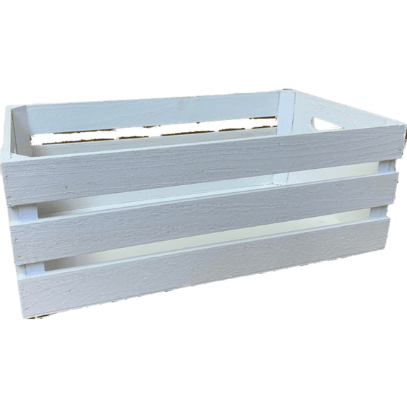 Slatted White Wood Crate