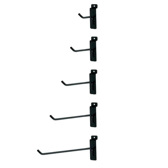 SSWBasics Black Slatwall Hooks Assorted Sizes 2 in-10 in - pack of 25