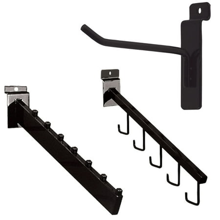 SSWBasics Slatwall Hook Variety Pack (5 Four" Hooks 4 Waterfall Hooks)