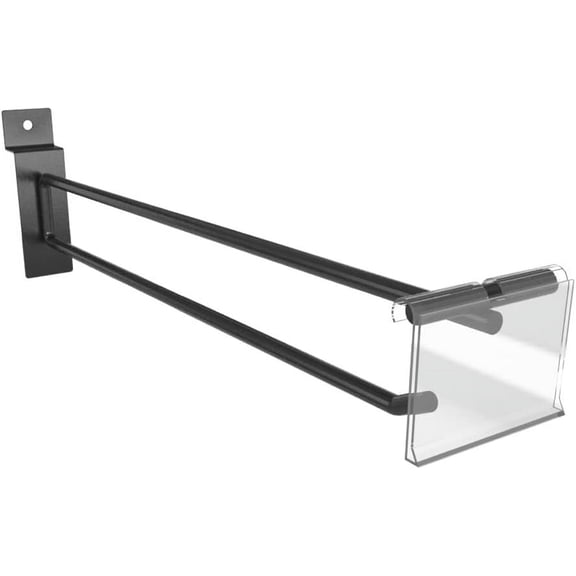 Slatwall Hooks Peg Hooks for Slatwall with Scanner Tag Holder, 25 Pack Merchandie Apparel Display Hooks, Black 10" Deep