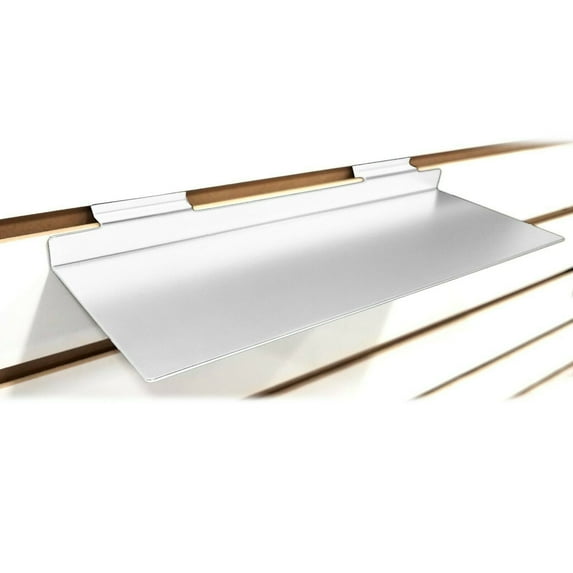 Slatwall Metal Shoe Shelf, Flat Display Shelves for Slat & Slatgrid Panels, 4" D X 11" L, White, 1 Single Shelf