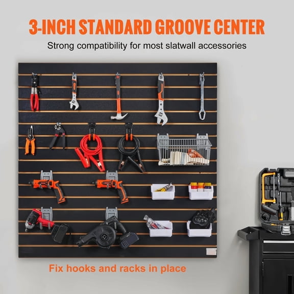Slatwall Panels 4x2 ft Black (2-Pack), Garage Wall Organizer - Retail Display, Craft Storage, Heavy Duty MDF Slat Board