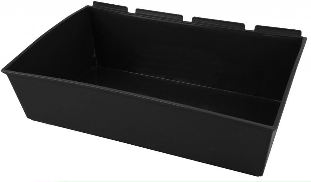 Slatwall Display Bins - 13.62" X 22.25" X 7" Black Plastic Storage Bins (2-Pack)