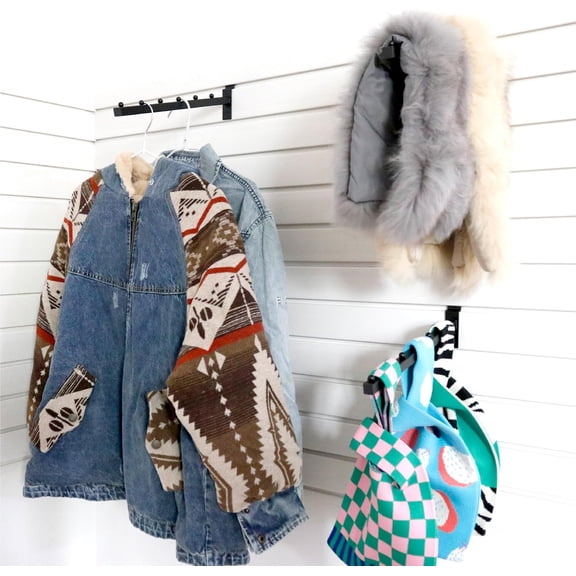 Slatwall Waterfall Hooks 10-Pack  Metal Wall Hangers for Retail, Clothing, Garage, and Shop Displays