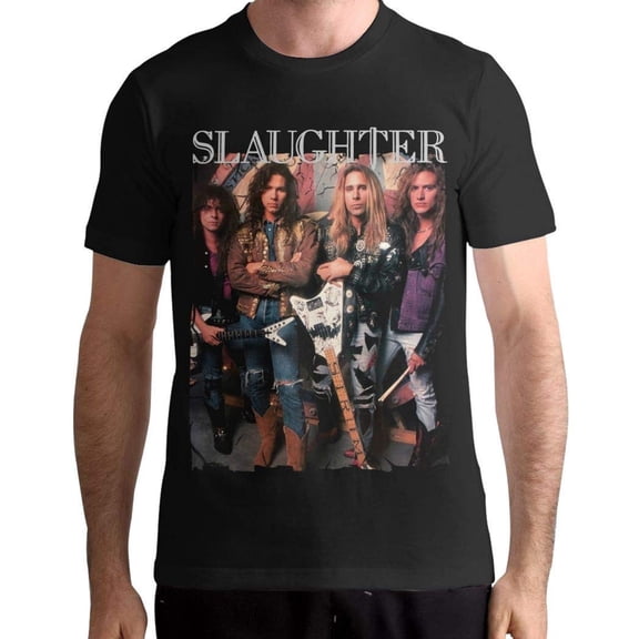 Slaughter rock band black T-shirt short sleeve All sizes S-5Xl 2F259