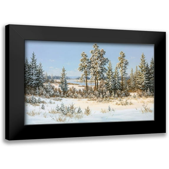 Slava 24x16 Black Modern Framed Museum Art Print Titled - WINTER IN BELARUS