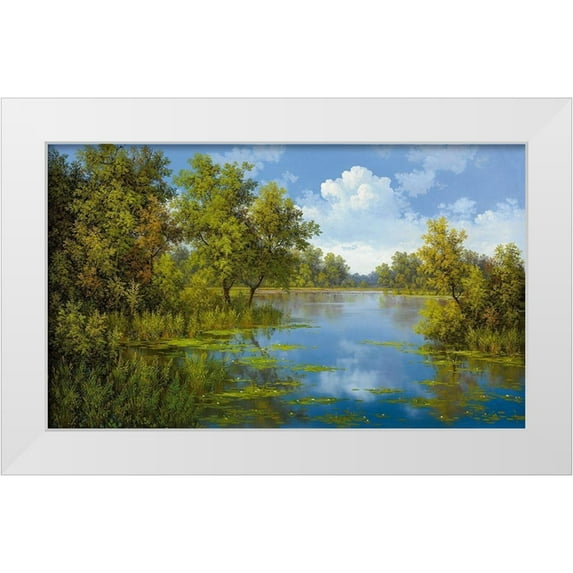 Slava 24x16 White Modern Wood Framed Museum Art Print Titled - LAKE