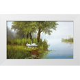 thumbnail image 1 of Slava 32x20 White Modern Wood Framed Museum Art Print Titled - SWANS AT THE POND I, 1 of 4
