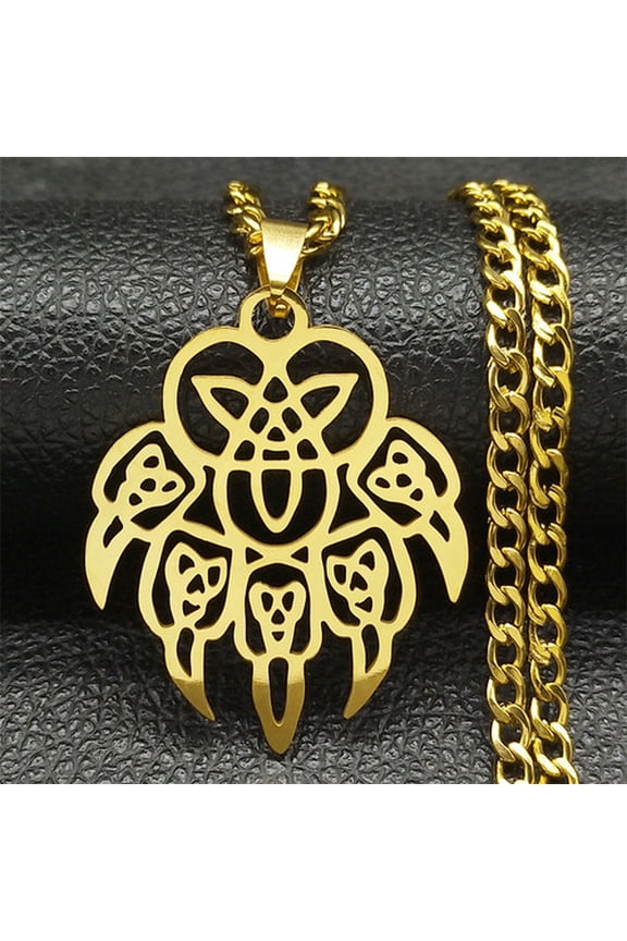 Slavic Veles God Symbol Warding Bear Paw Charms Pendants Talisman Amulet Jewelry For 14K Yellow Gold Necklaces