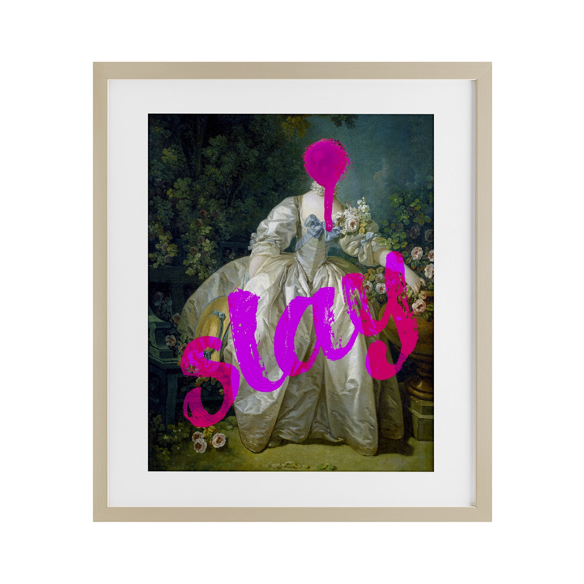Slay Classical Baroque Gown Birch Framed Print Under Glass, design by Lil' Rue