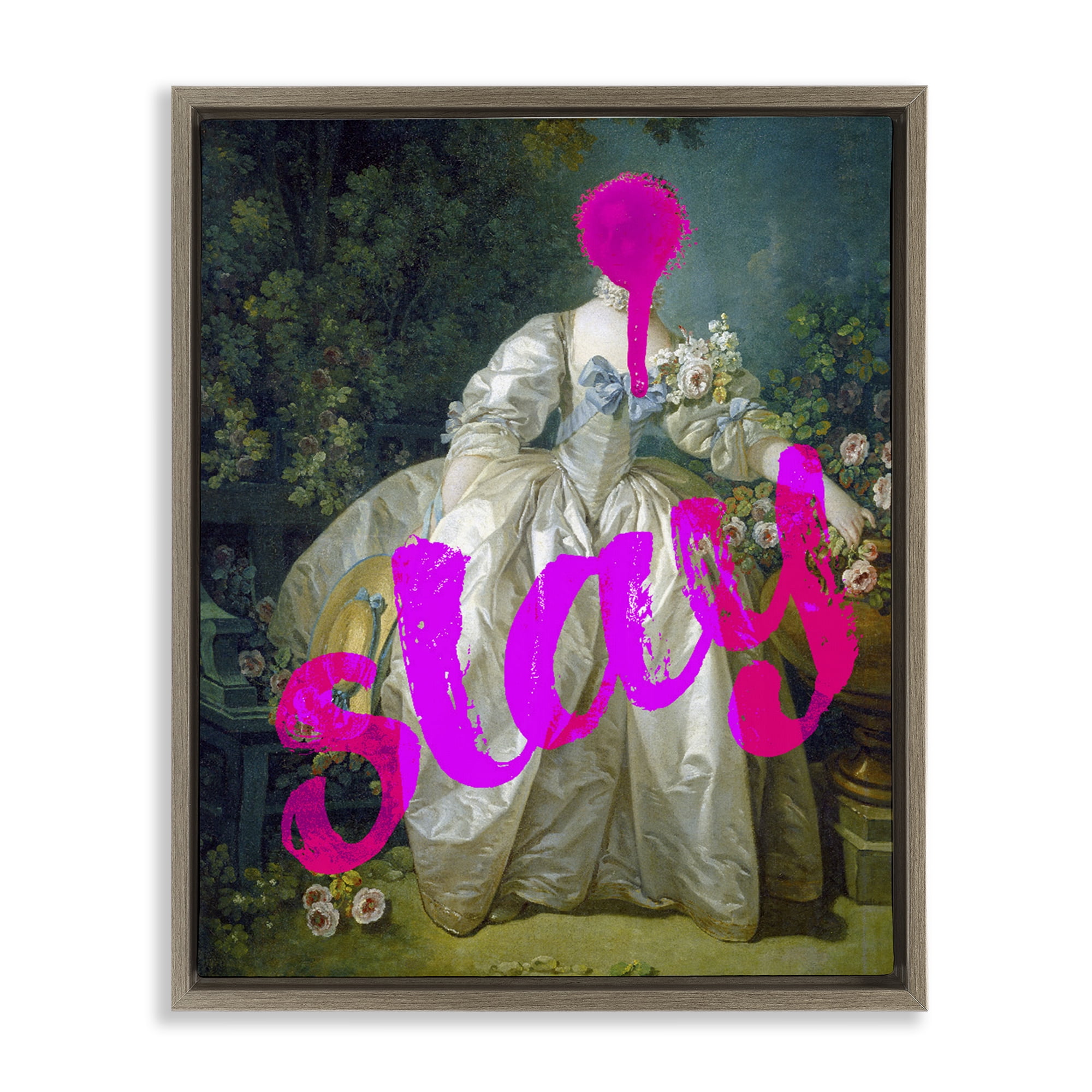 Slay Classical Baroque Gown Brown Framed Floater Canvas Wall Art, design by Lil' Rue