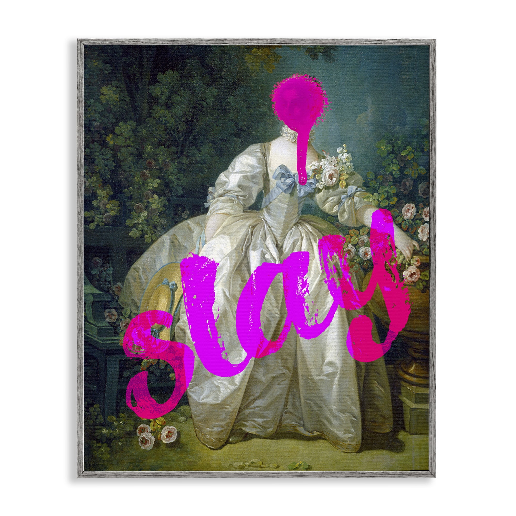 Slay Classical Baroque Gown Gray Framed Giclee Art, design by Lil' Rue