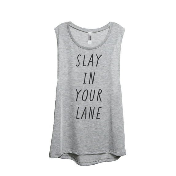 Slay In Your Lane Women's Fashion Sleeveless Muscle Tank Top Tee Sport Grey Small