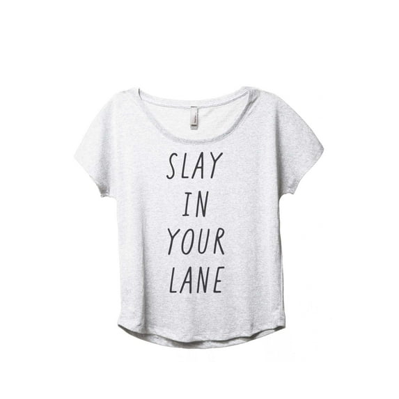 Slay In Your Lane Women's Fashion Slouchy Dolman T-Shirt Tee Heather White 3X-Large
