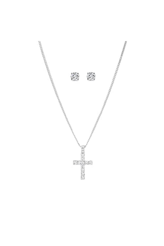 Slay Queen w/ Ladies on Fire Hip Hop 3pc Jewelry Necklace, Pendant, and Earrings Bling Set - TPBE-01 (24, Italy Link Slv (Cross))