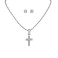 thumbnail image 1 of Slay Queen w/ Ladies on Fire Hip Hop Jewelry Necklace, Pendant, and Earrings Bling Set - TPBE-01 (24, Rope Chain Slv Stone Cross), 1 of 7