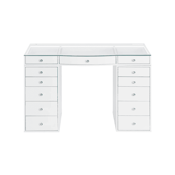 SlayStation Contour Plus 2.0 Vanity Table with LED Light, Built in Outlets and Drawer Bundles