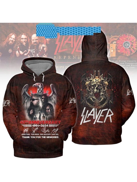 Slayer 1982024 Thank You For The Memories 43rd Anniversary Hoodie T-Shirt