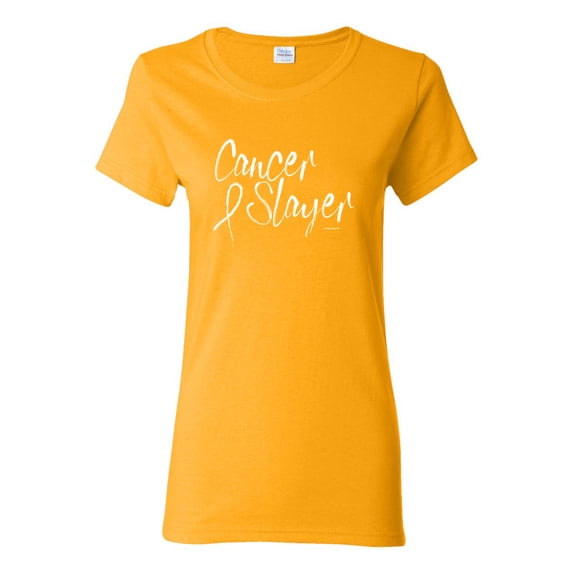 Slayer Awareness Womens Graphic T-Shirt, Gold, 2XL