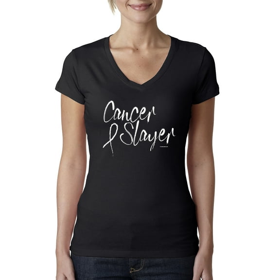 Slayer Awareness Womens V-Neck Tee, Black, Large