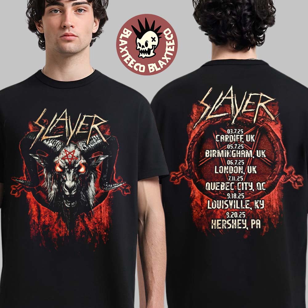 T-shirt Slayer Farewell Tour 2025 - Dates De Tournée Recto-verso - Taille S à 5XL, Neuf Avec étiquettes