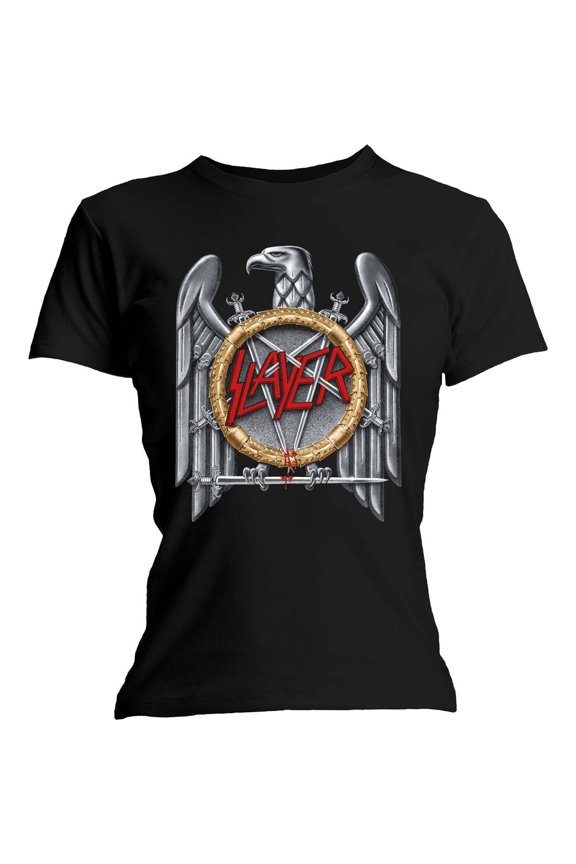 Slayer Ladies T-Shirt: Silver Eagle (Medium)