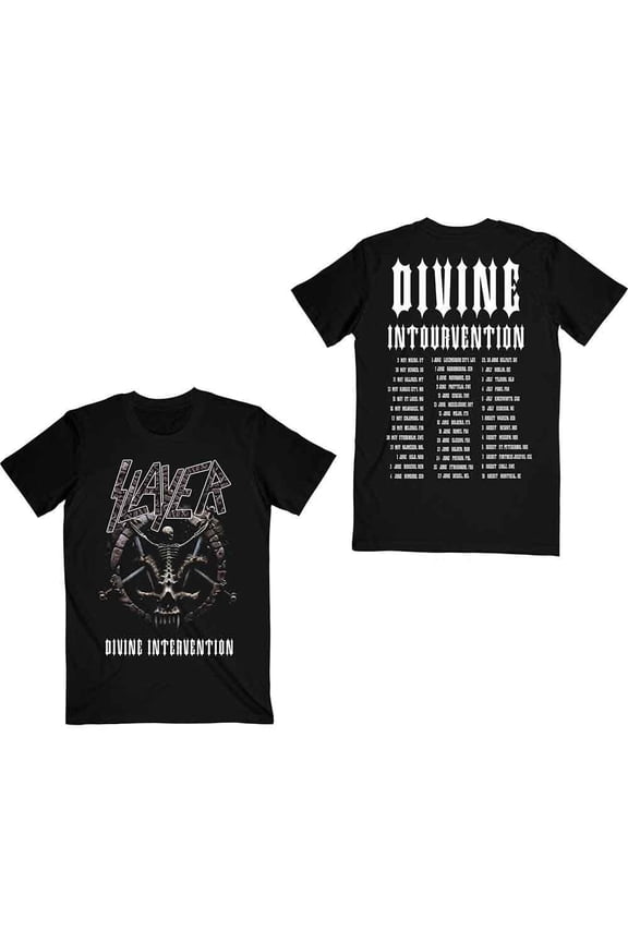 Slayer Men's Divine Intervention 2014 Dates T-Shirt Black Small | Officially Licensed Merchandise