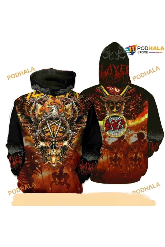 Slayer Rock Band Music X Skull 3D Funny Christmas Hoodie