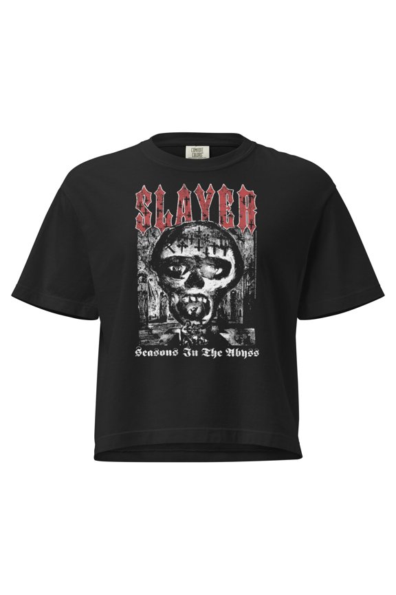 Slayer Seasons in the Abyss Mineral Wash Womens Crop Top