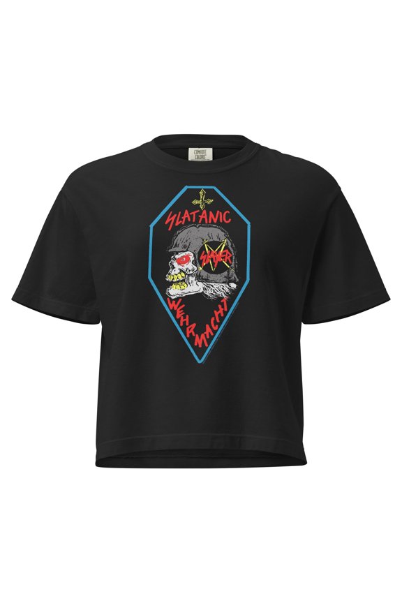 Slayer Slaytanic Mineral Wash Womens Crop Top
