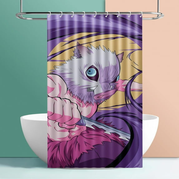 Slayer Tanjirou Inosuke Kyoujurou pattern Design polyester Fabric Shower Shower Curtain Liner Bathroom Washable 35.4 / 40 / 50 / 60*70IN
